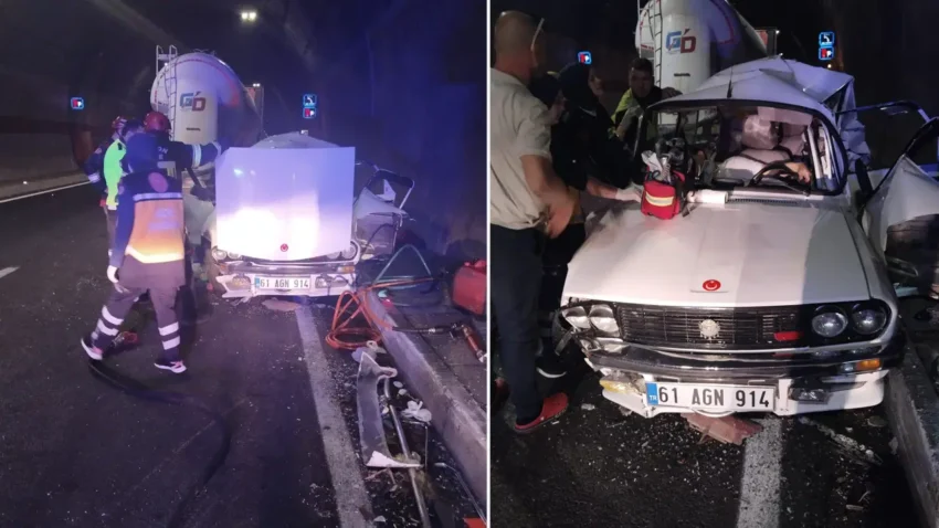 Yeni zigana tunelinde tir otomobile arkadan carpti 1 olu 2 yarali gtzsLpf9