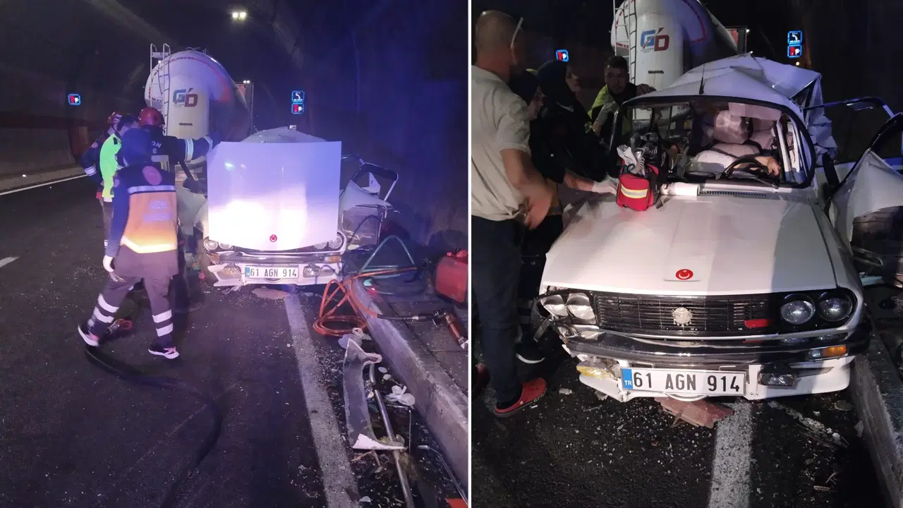 Yeni zigana tunelinde tir otomobile arkadan carpti 1 olu 2 yarali gtzsLpf9